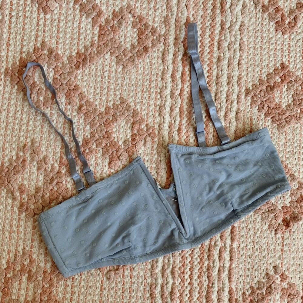Light Blue Rain Free People Mesh Polka Dot Sierra Bandeau Bralette XS - Picture 2 of 10